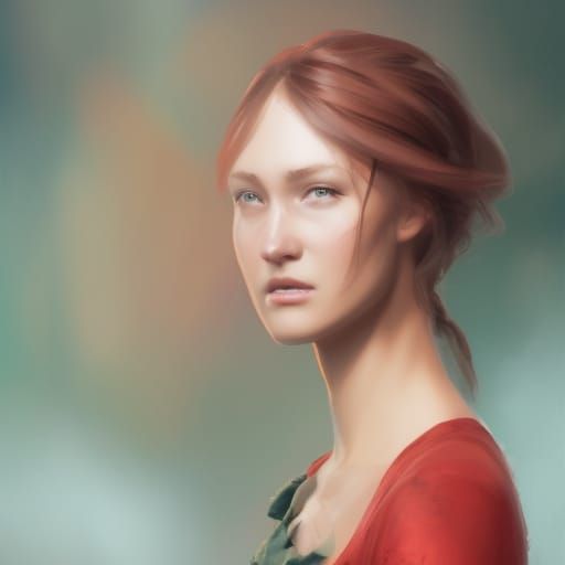 Detailed Portrait in Art Nouveau Style