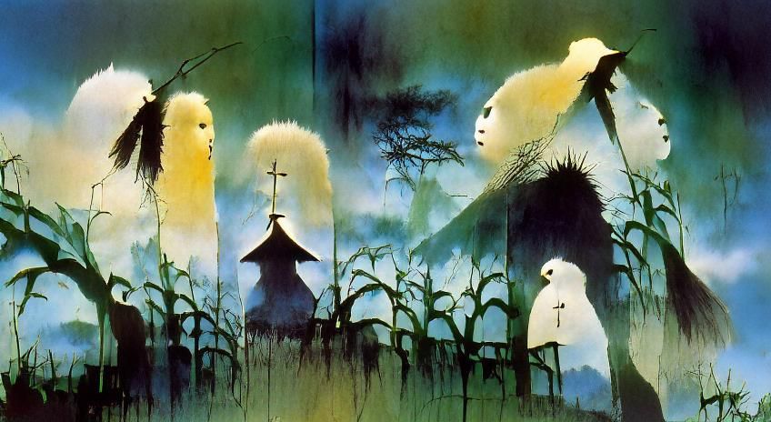 Children of the Corn: Ghibli Horror Illustration
