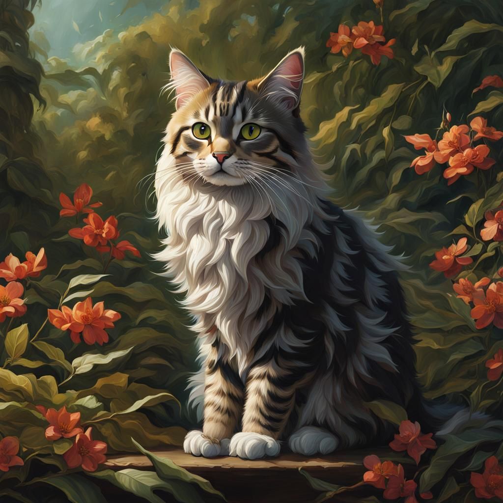 oil painting of a cat