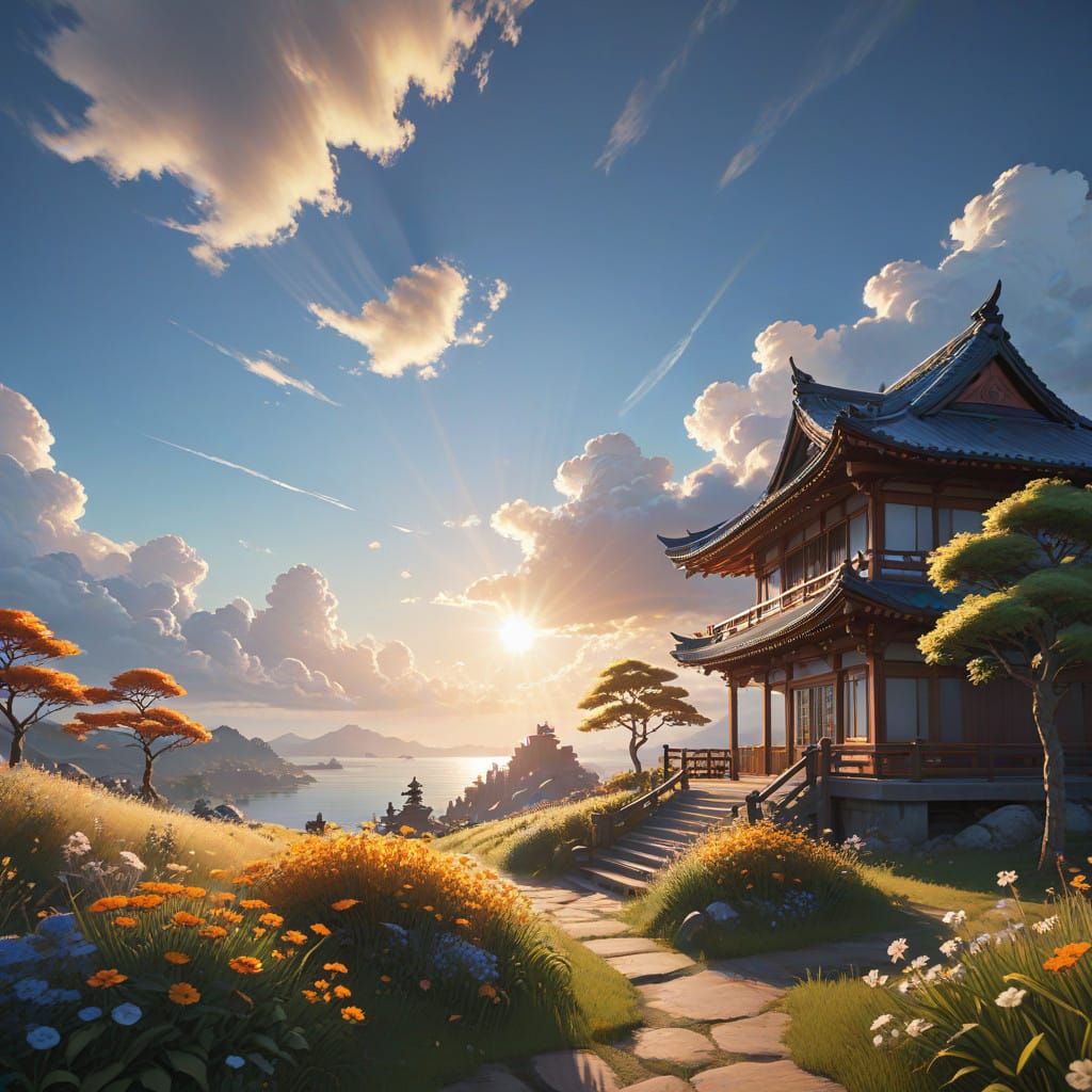 Serenely Beautiful 3D Anime Art of a Sunny Day