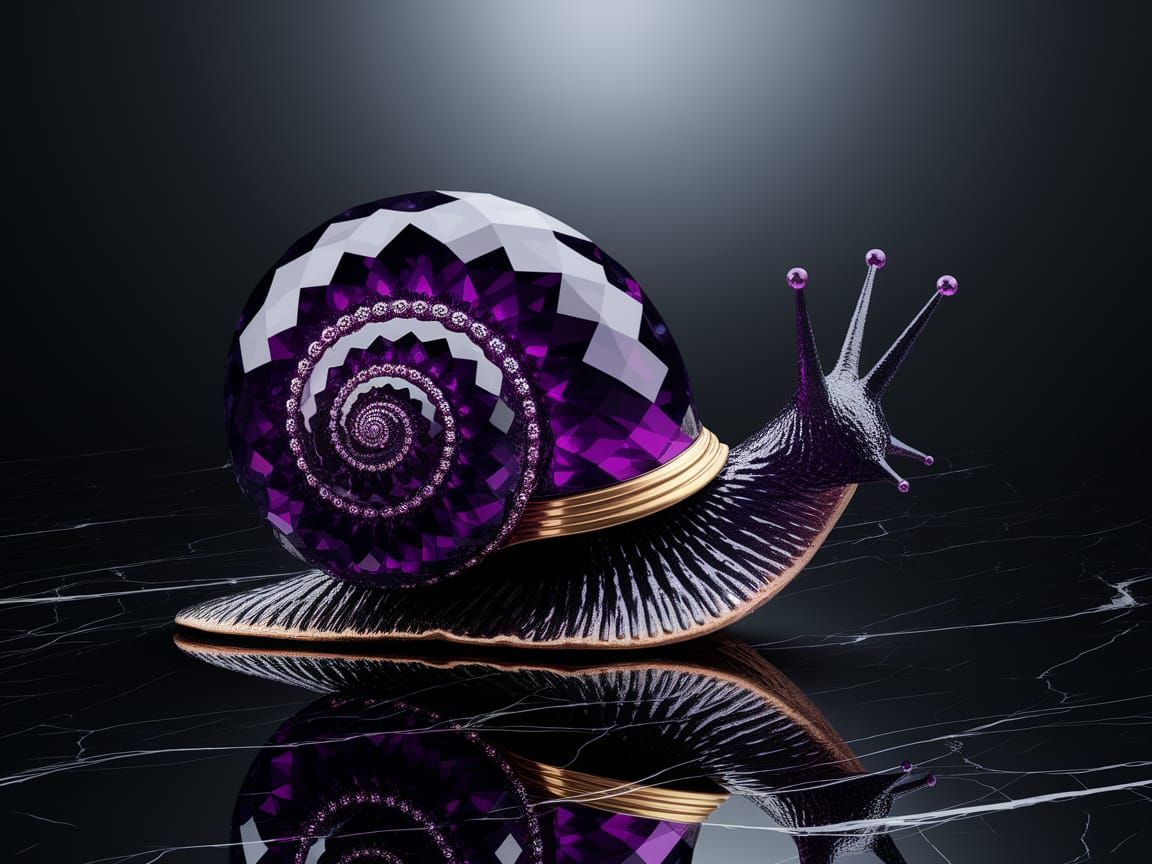 Amethyst Snail on Marble in Luxury Style