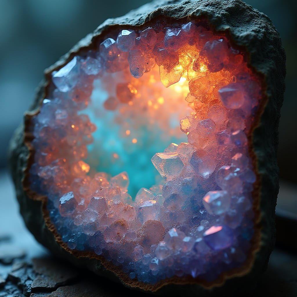 Vibrant Crystal Geode Interiors in Photorealistic Detail