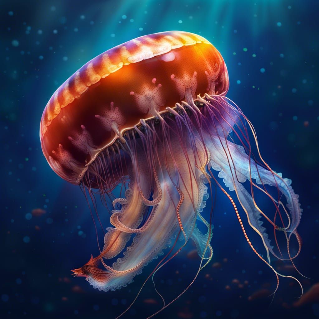 Hyperrealistic Jellyfish Eats Fish: Splash Art