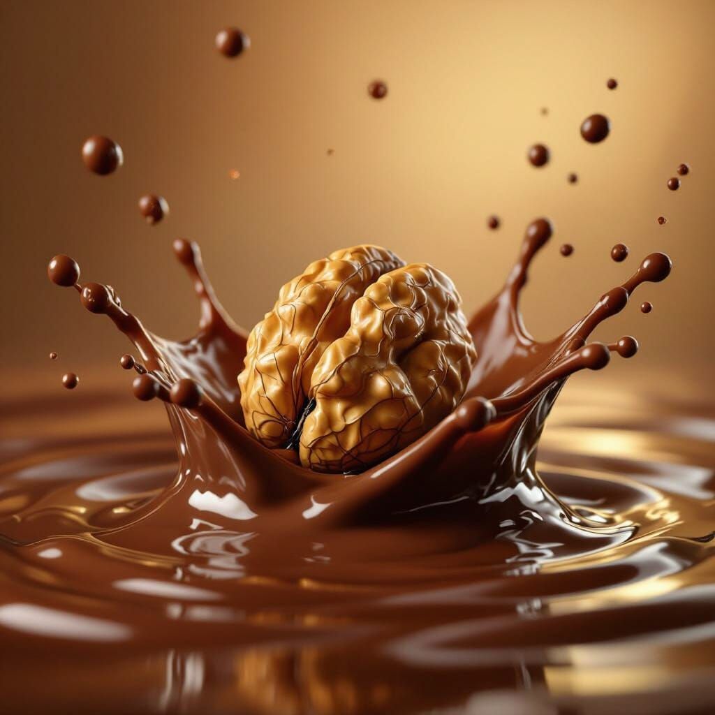 Walnut Dives Into Rich Cocoa Pool With Golden Highlights