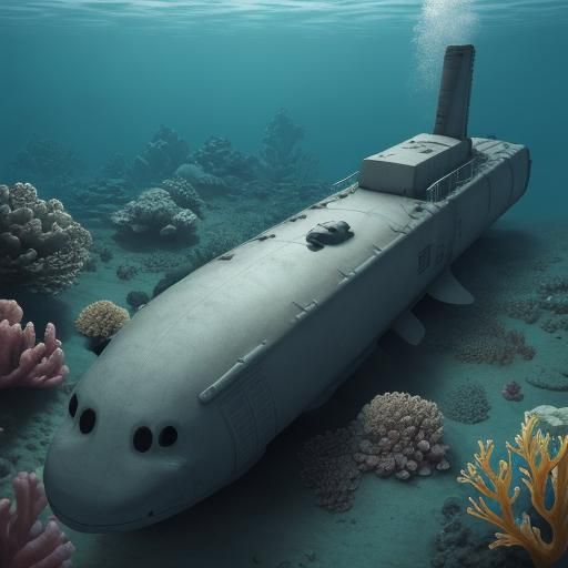Cargo Submarine Navigating Underwater