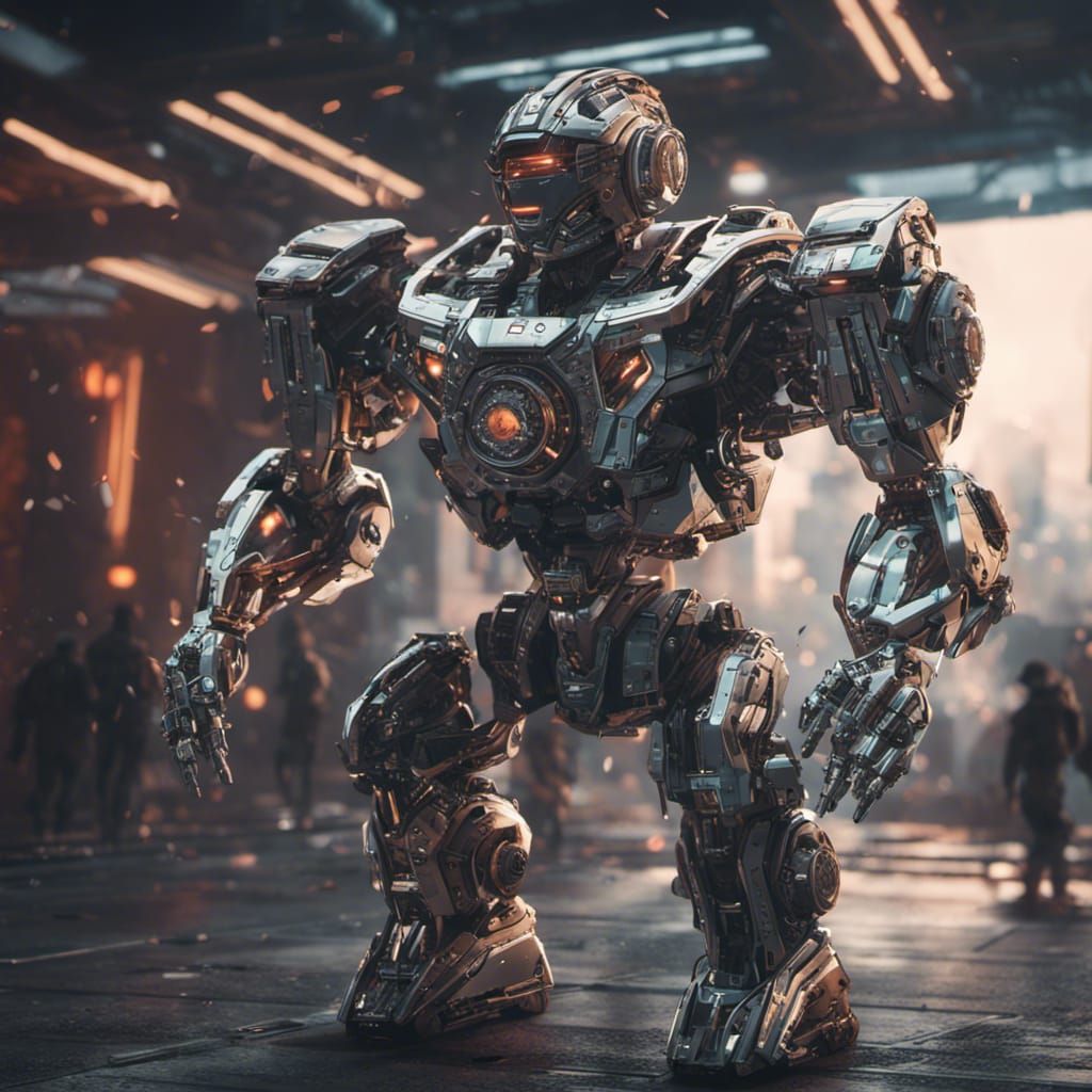 Futuristic Rapper with Intricate Mech Details