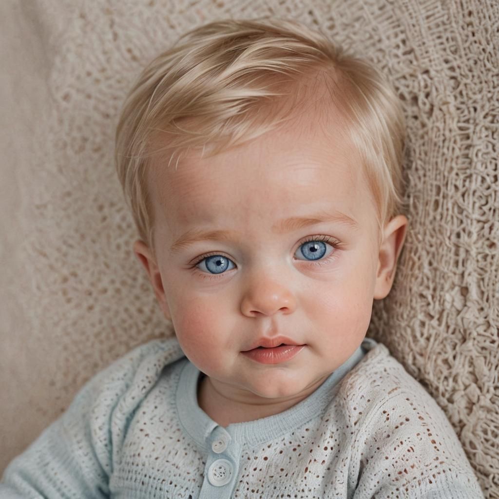 Adorable Blond Baby with Blue Eyes Portrait