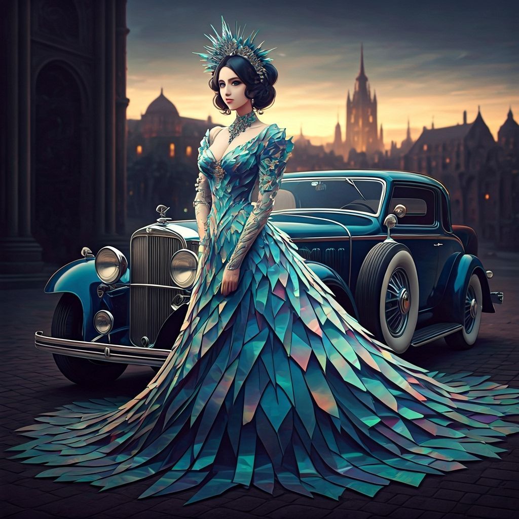 Anime Noblewoman in Shattered Glass Gown by Classic Car