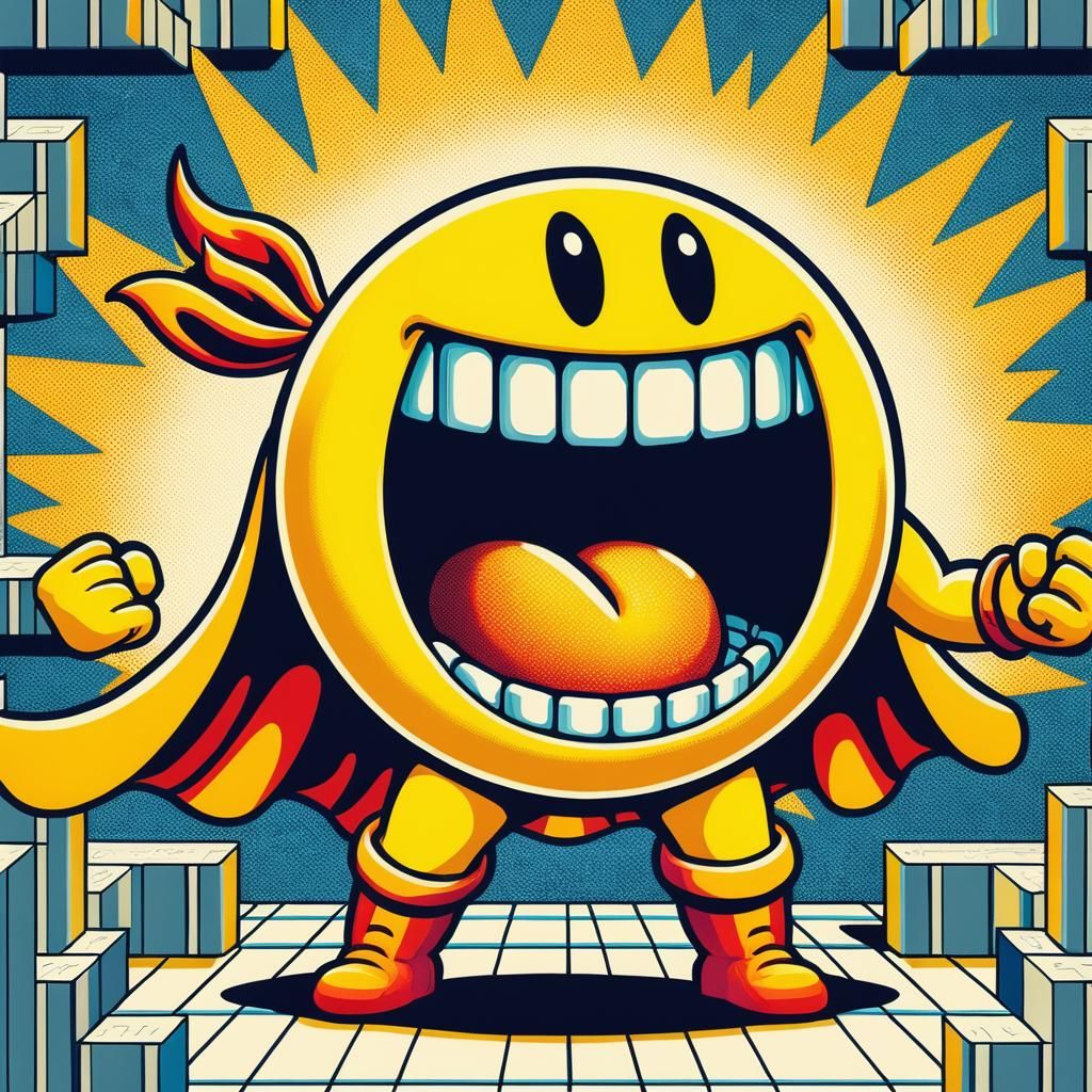 I'm looking for a manga style cartoon of Pac-Man. I'd like t...