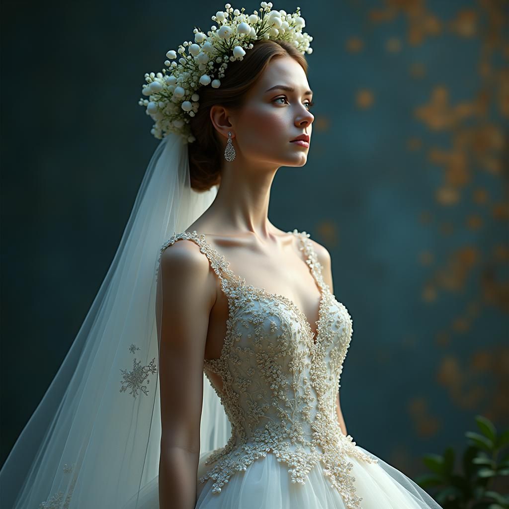 Beaded Wedding Gown with Lily of the Valley