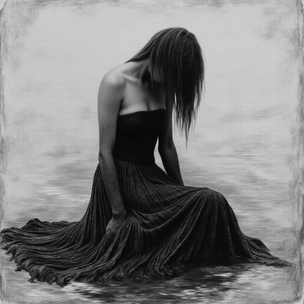 Storm-Soaked Siren Sculpture Painting