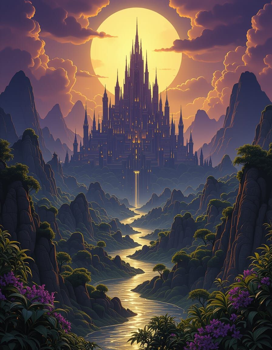 Majestic Dark Fantasy Landscape Art in 8k