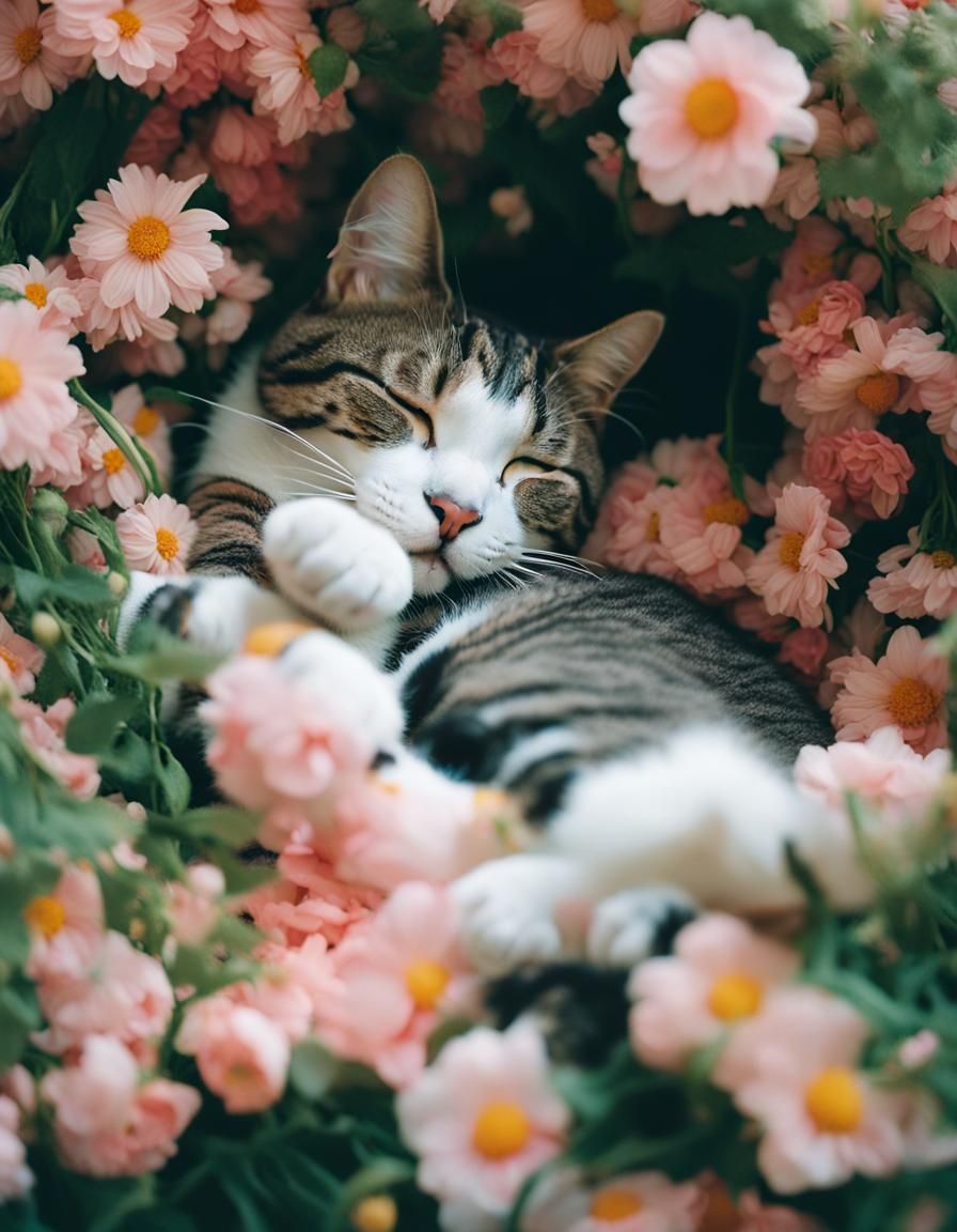 Mother Cat and Kittens: Dreamy Analog Film