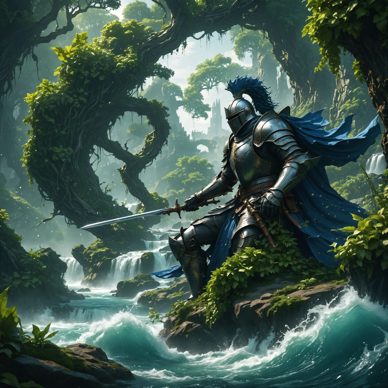 Knight Intertwined with Nature in Fantasy Art