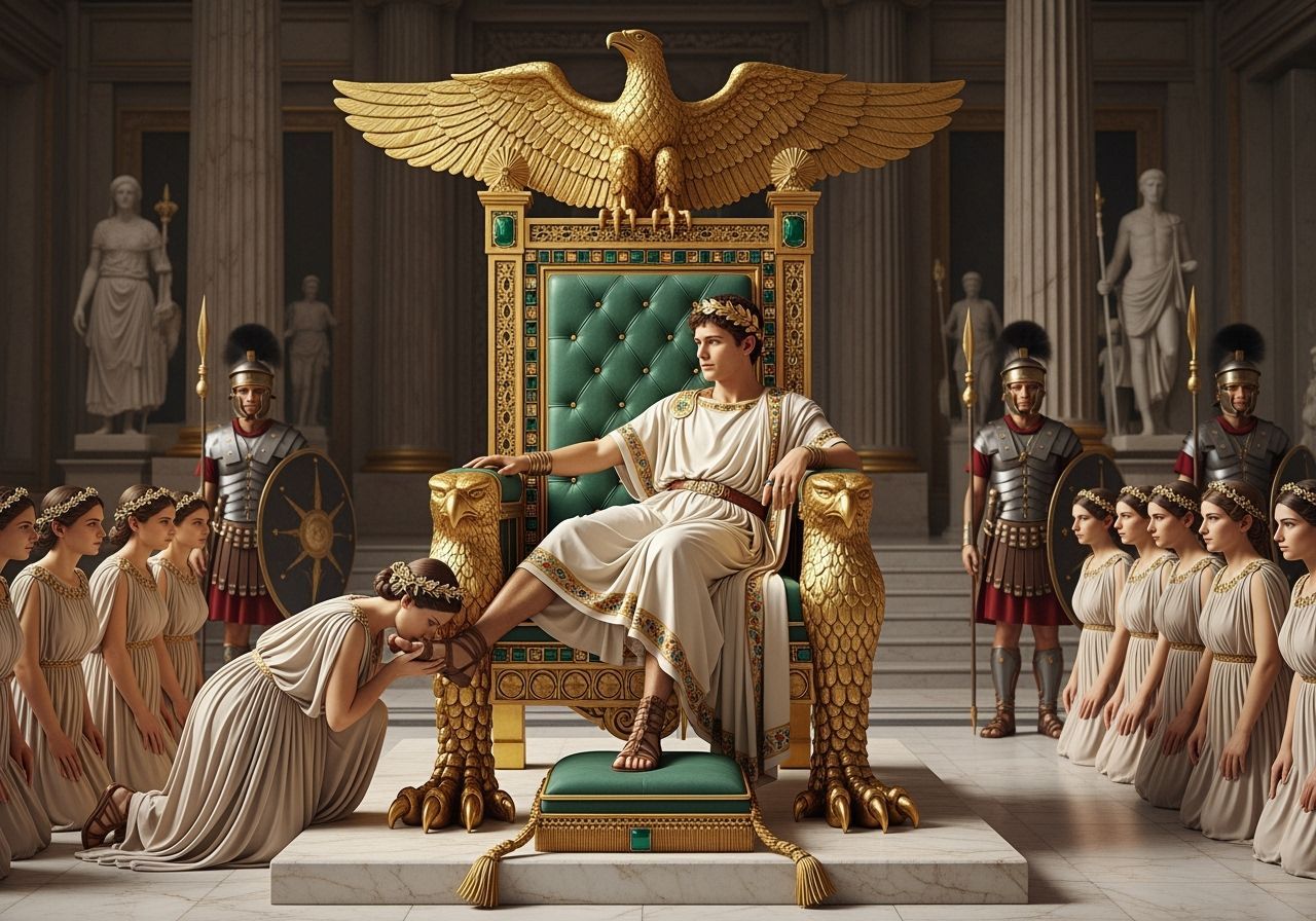 Emperor Nero on Extravagant Golden Throne