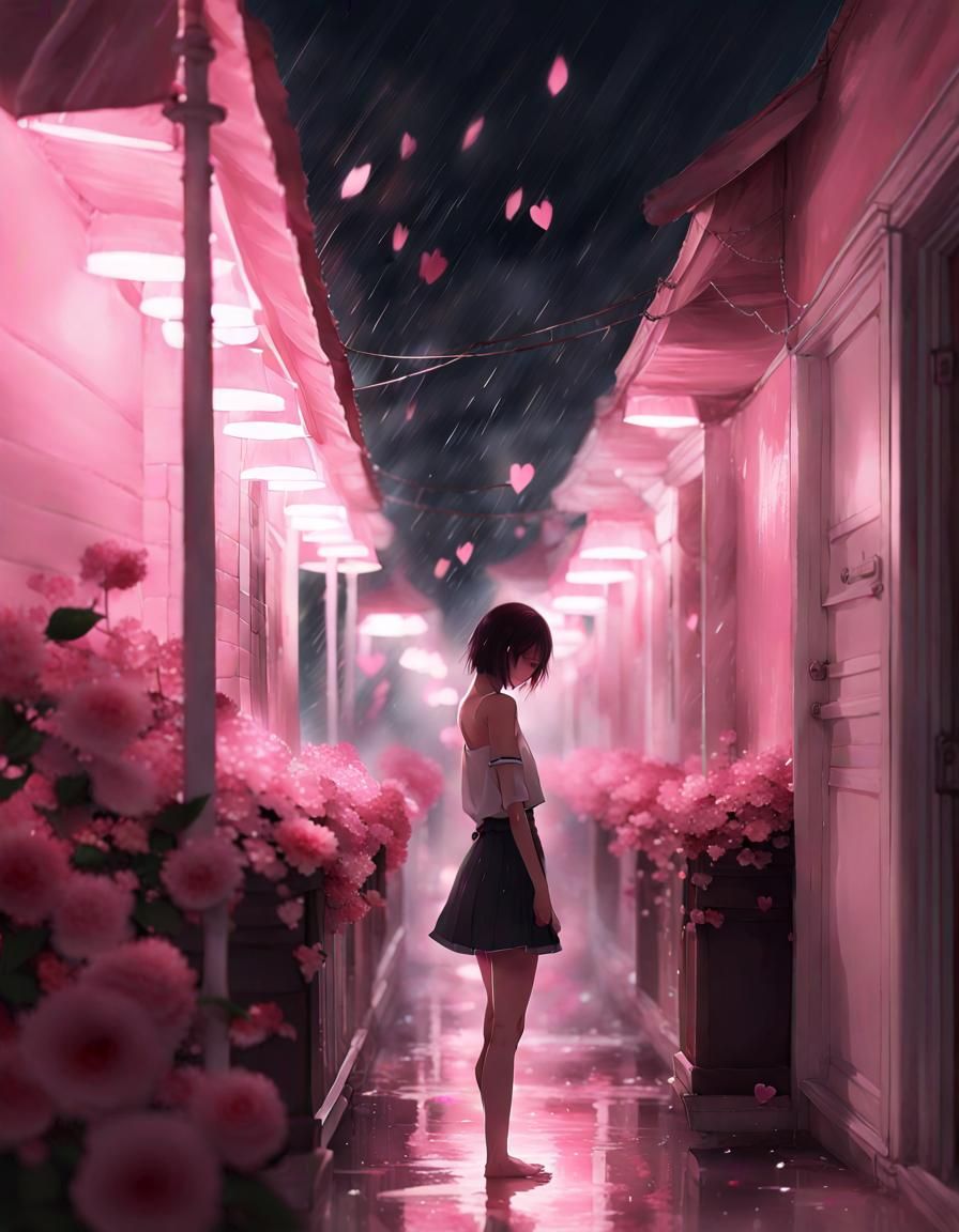 Glowing Pink Figure in the Night, Digital Painting
