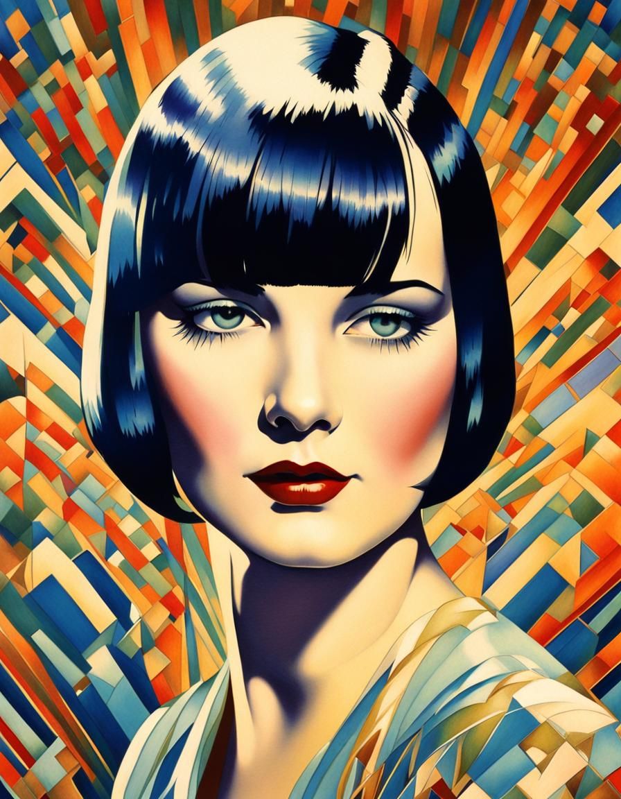 Louise Brooks Portrait in Art Deco Style