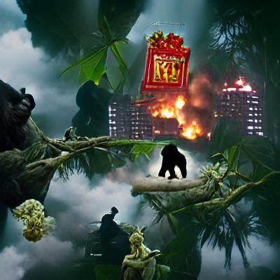 King Kong in Film Noir Forest Bombing