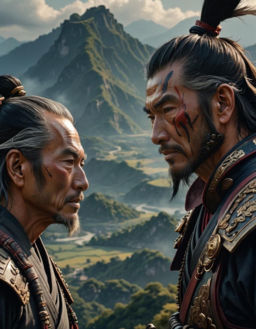 Samurai Face-Off with Breathtaking Landscape in 8K
