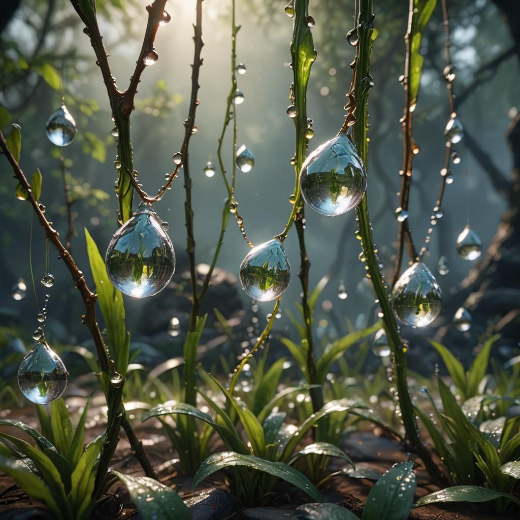 Cinematic Dew Drop in 3D Game Style