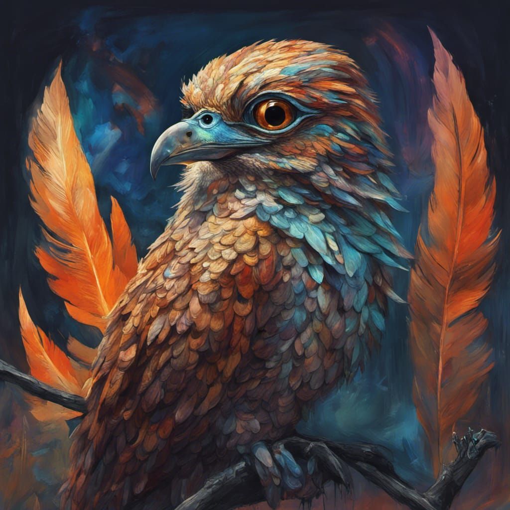 Great Potoo in Sunglasses, Dark Fantasy Painting