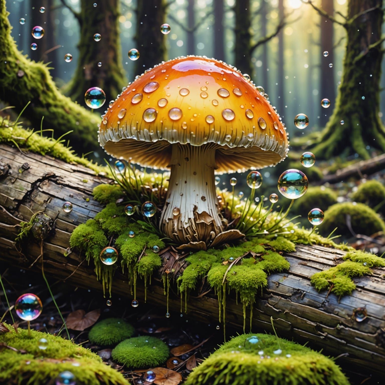 Mushroom on Moss: Botanical Watercolor Illustration