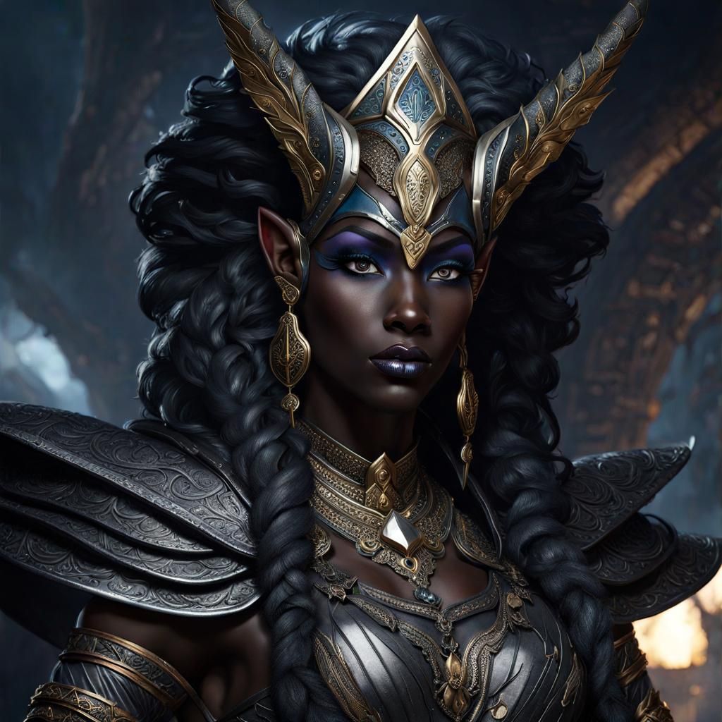 Fierce Dark Elf Typhon in Elaborate Armor