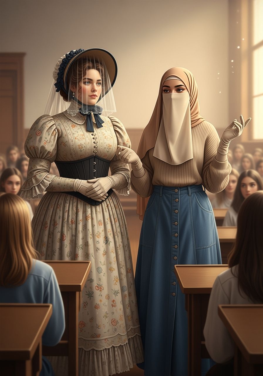 Victorian Era Lecture Hall Scene as Impressionist Painting