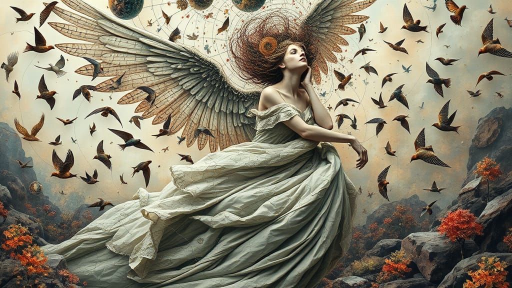 Angel of Memories Screaming Amid Broken Mirrors