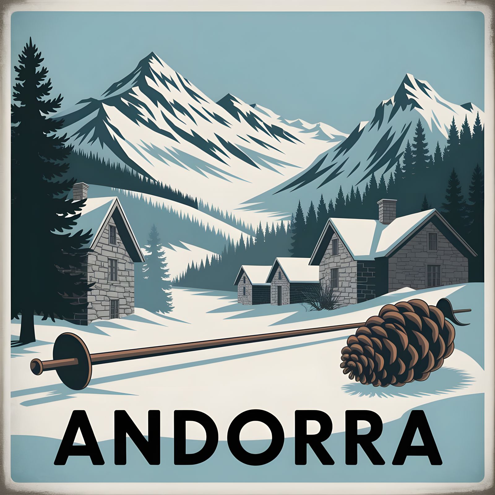 Vintage Travel Poster of Andorra in the Pyrenees