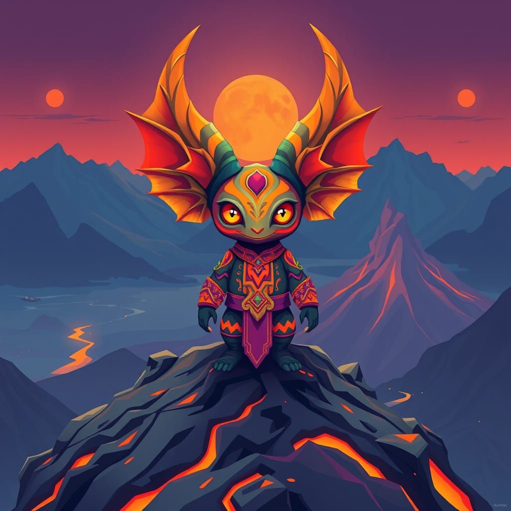 Lavabulle on Magma Mountain in Pop Art Style