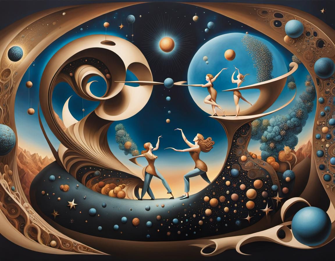 Intricate Atomic Universes Inside Dancing Figures