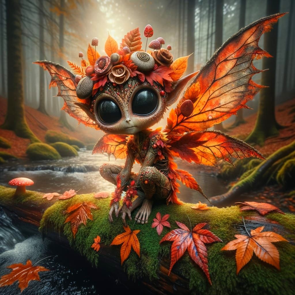 Autumn Forest Fairy with Mushroom Crown