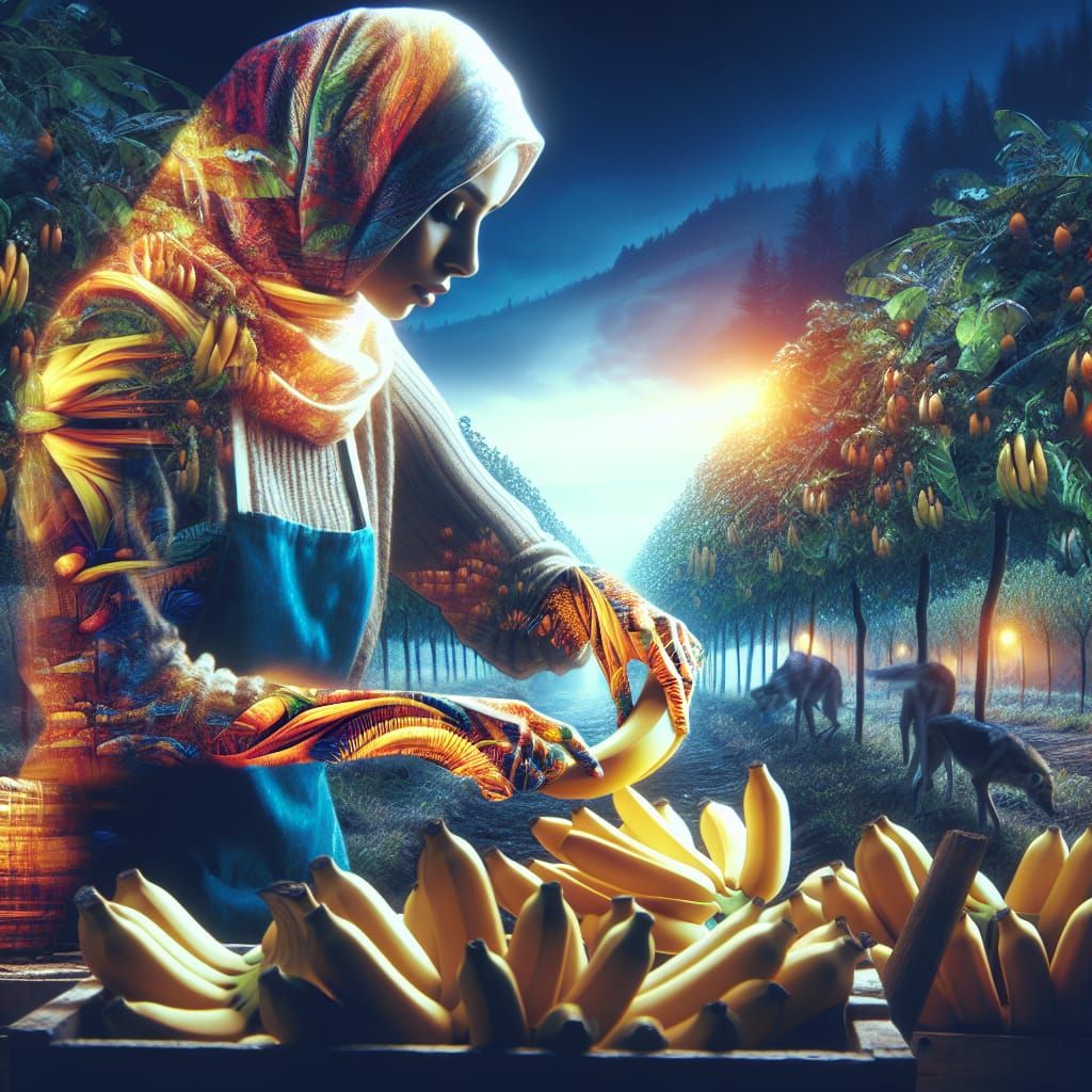 Banana Bender in Orchard: Maximalist Double Exposure