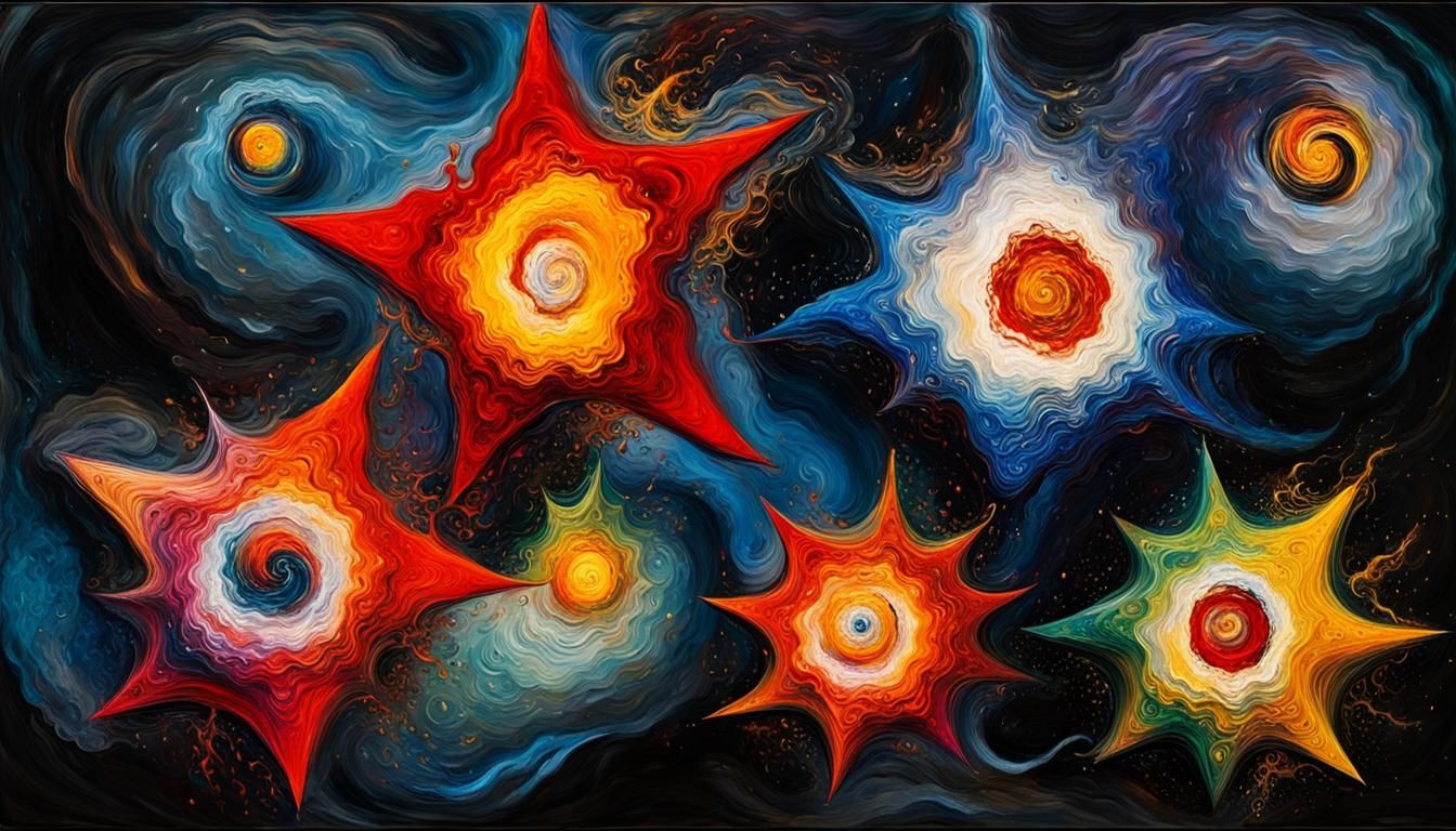 Cosmic Stars in Vivid Impasto Style
