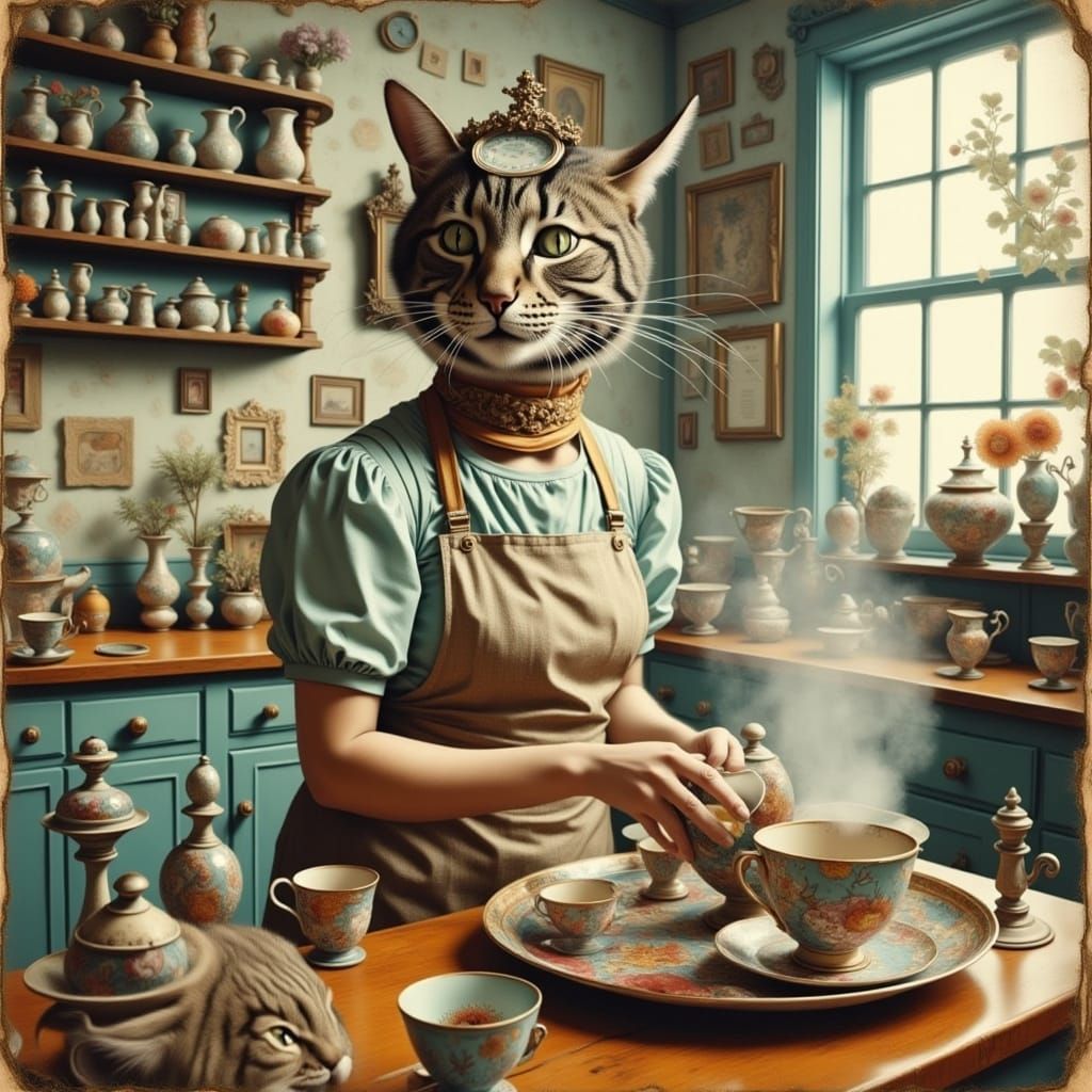 Surreal Head Devouring Reflection in Glitch Static