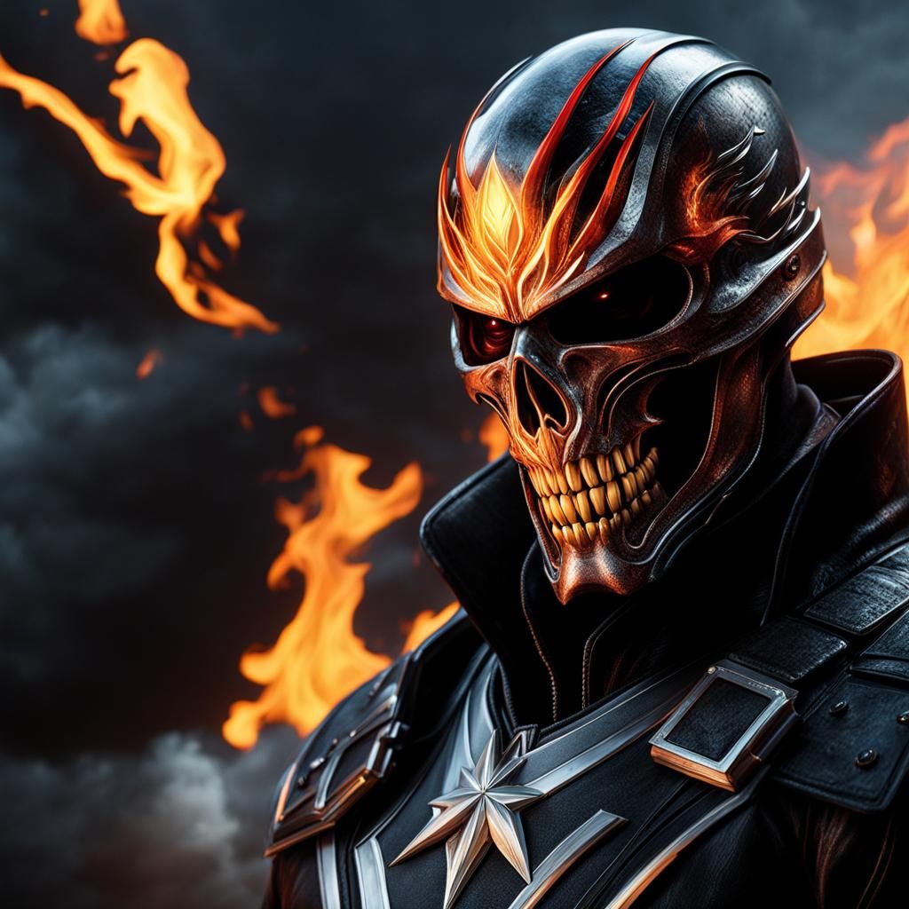 Ghost Rider: Cinematic Skull-on-Fire Portrait