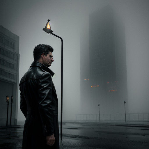 Lone Figure in a Foggy Post-Soviet Cityscape