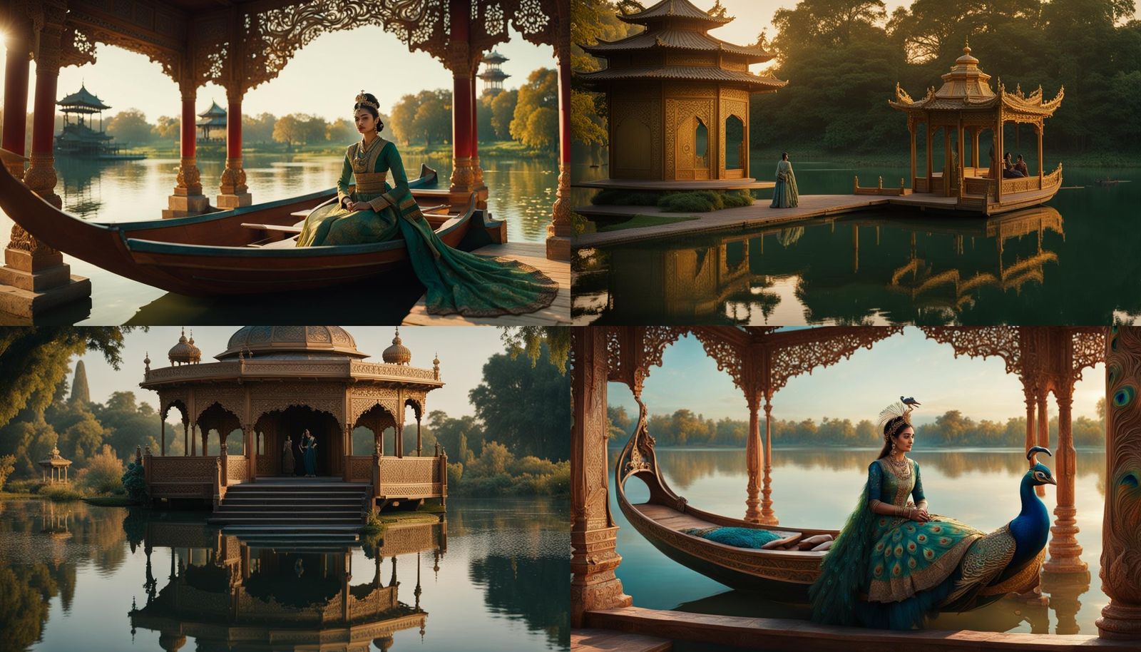 Baroque Pavilion with Indian Girl and Peacock