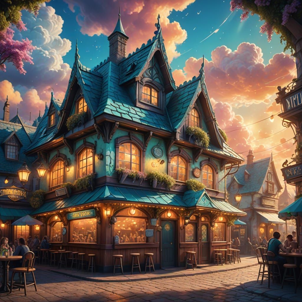 Fantasy Fairy Dive Bar in Soft Pastel Colors