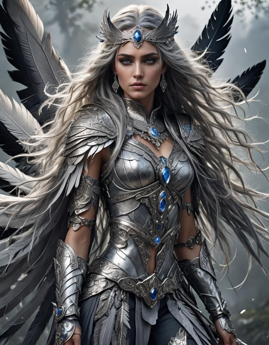 Ethereal Warrior in Moonlit Forest, Fantasy Art