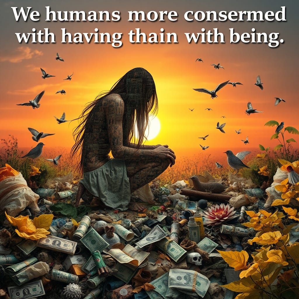 Mystical Collage: Garbage, Money, and Mythological Creatures