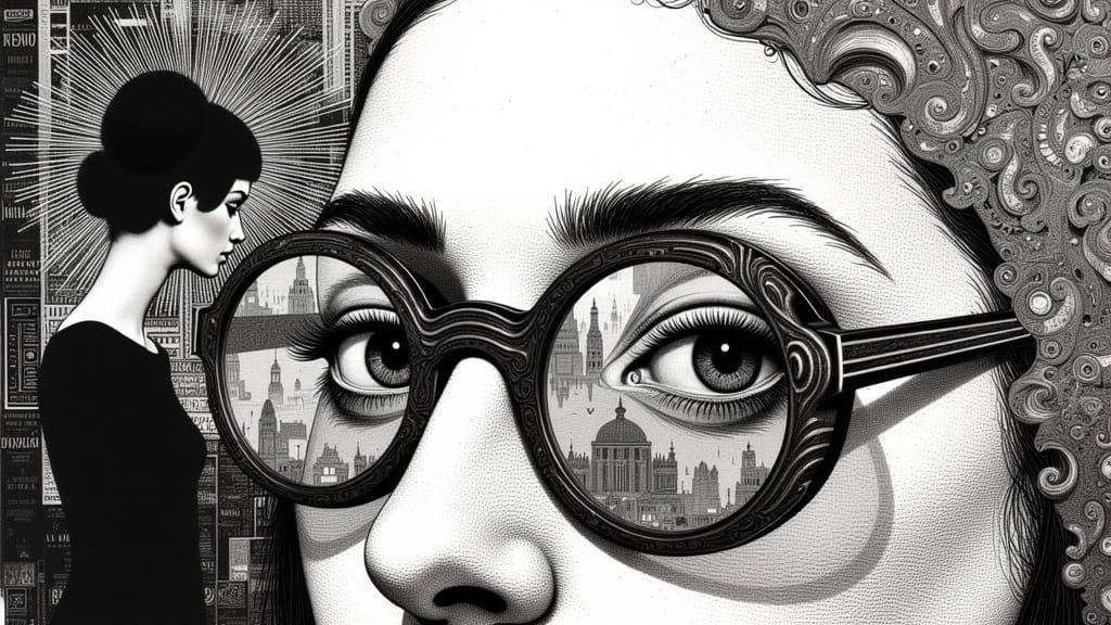 Iris Apfel Style Fashion Sketch with Magical Realism