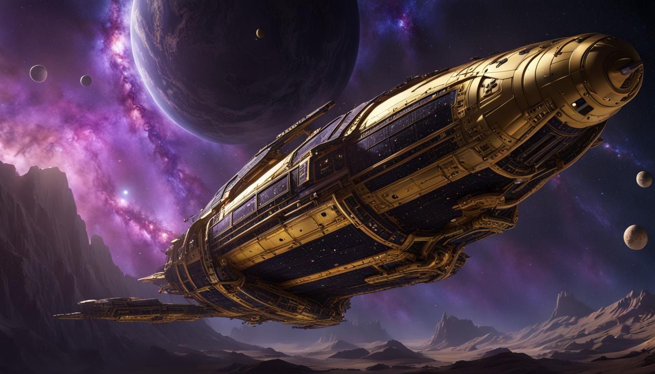 Spectacular Black and Gold Spaceship Concept Art