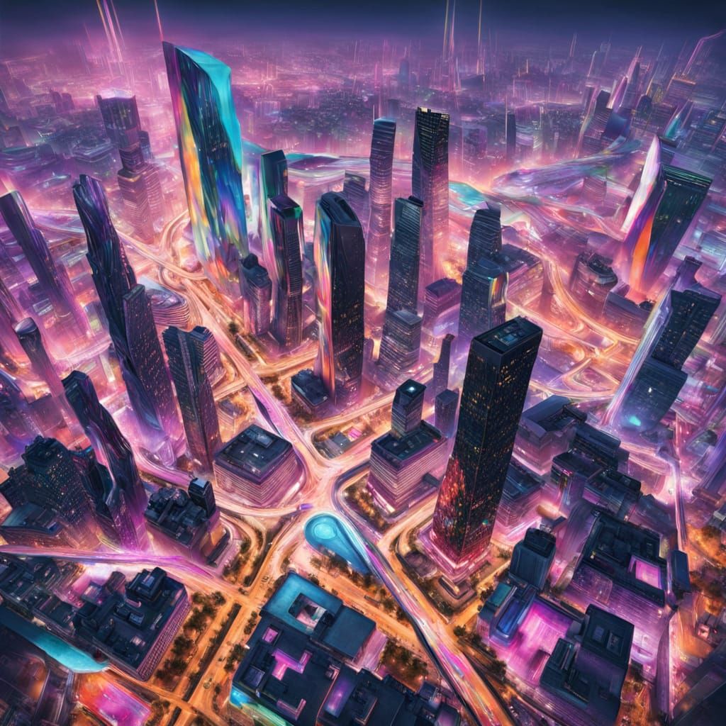 Neon Cityscape in Vibrant Hues