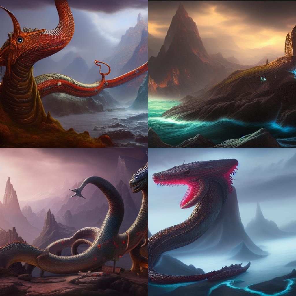 Detailed Matte Painting of Jörmungandr