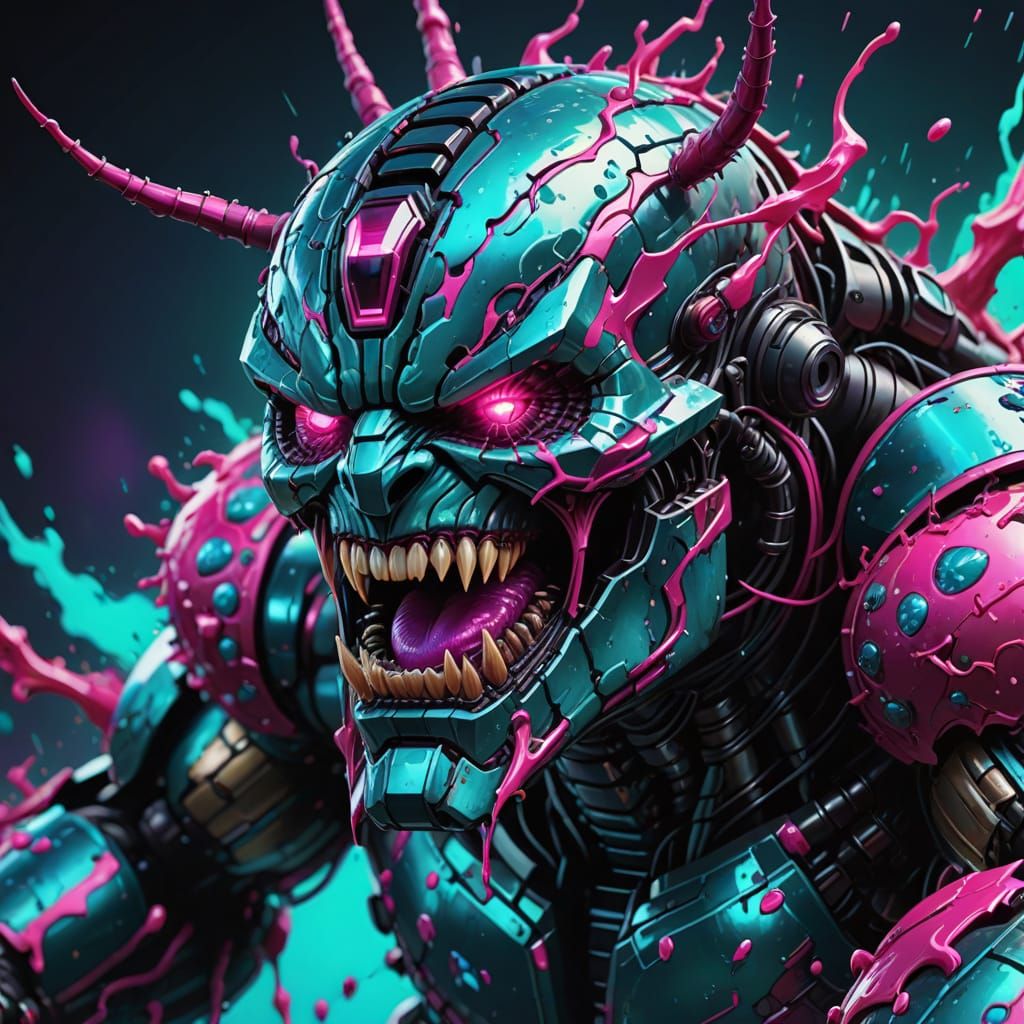 Hyperrealistic Titan Blackberry Abomination with Neon Eyes