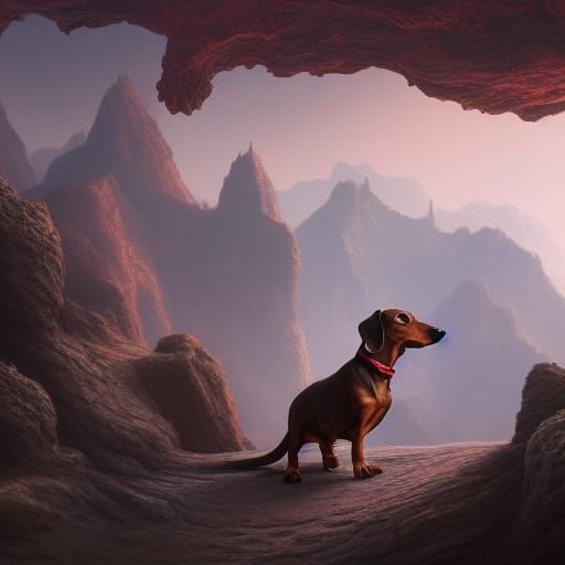 Detailed Matte Painting of a Dachshund