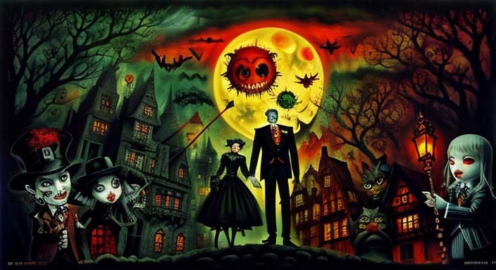 Vampires in Love, a Dark Fantasy Artwork