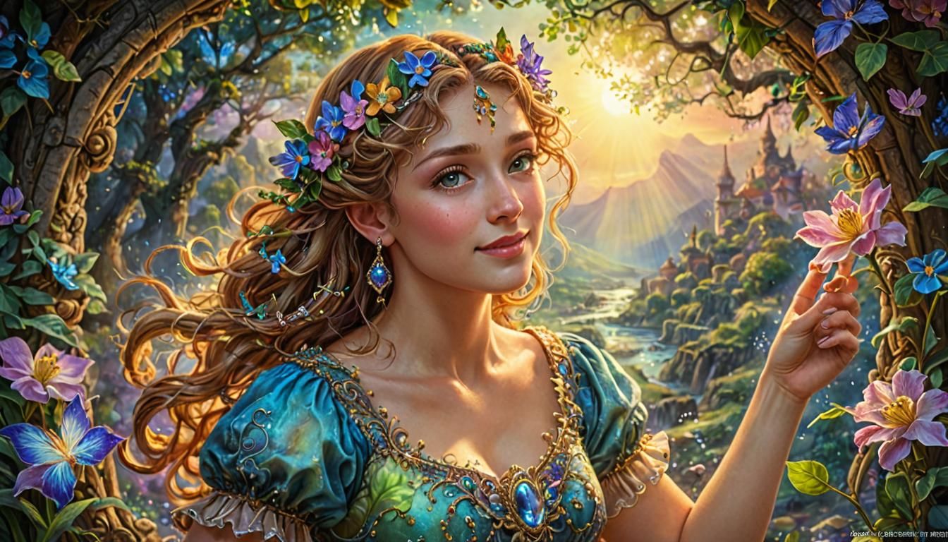 Radiant Joy: A Fusion of Renaissance and Fantasy Art